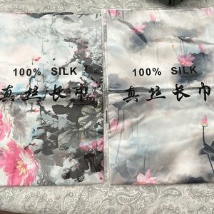 2 Silk scarves from China, NWOT (the original package does not come with tag)